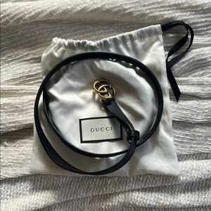 Black Gucci GG Marmont Belt with Dust Bag